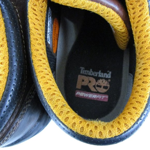 Timberland Pro Dark Brown Leather Titan Oxford Soft Toe Work Boots Shoes 8.5
